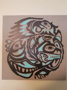 Indigenous Bear Eagle Fish Painting