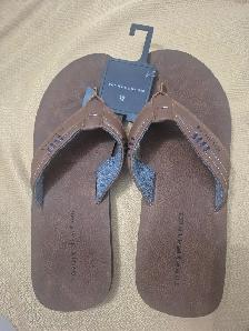 Tommy Hilfiger Men's Dozer Sandal with Brand Logo Thong Strap,
