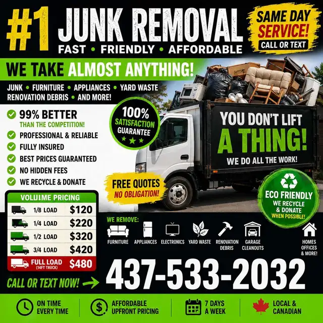 #1 CHEAP JUNK REMOVAL  / Toronto & GTA 437-533-2032