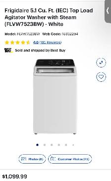 Frigidaire 5.1 Cu. Ft. Top Load Agitator Washer with Steam