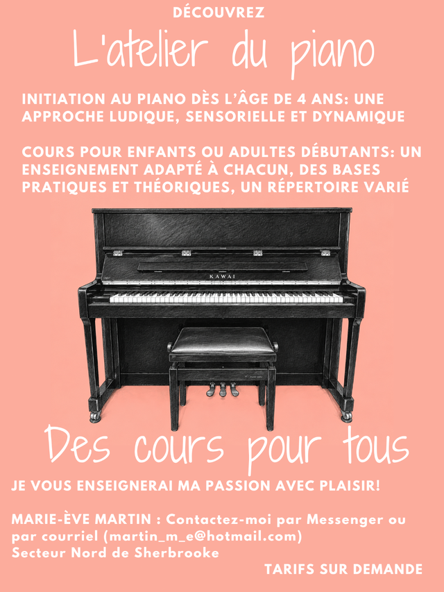 Cours de piano à Sherbrooke
