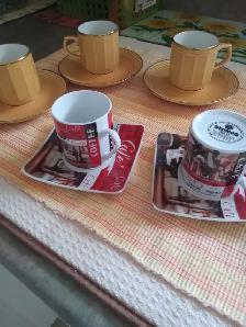 COFFEE CUPS AND SAUCERS- DEMI AND EXPRESSO- BONE CHINA-IMPORTED
