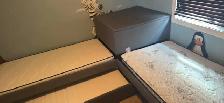 twin bed (three bed set up) with two mattresses