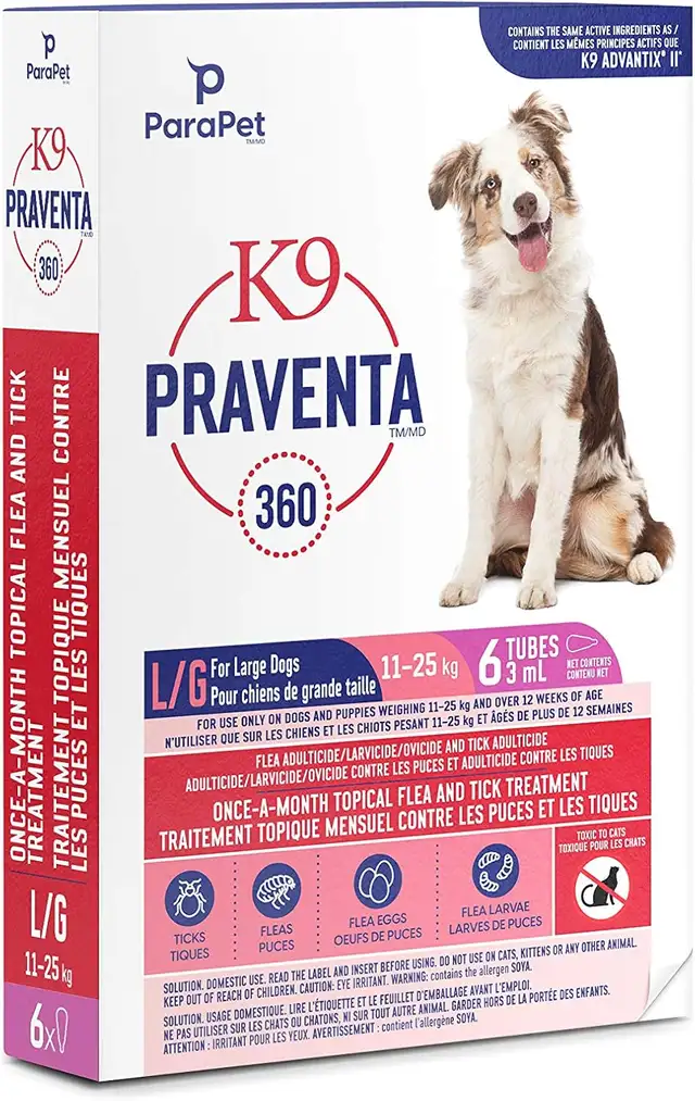 Parapet K9 Praventa 360 for Large Dogs, 6 Tubes