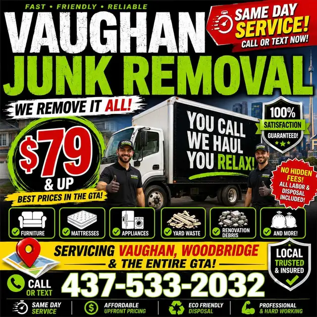 #1 Vaughan JUNK REMOVAL = Best Price $79 & up