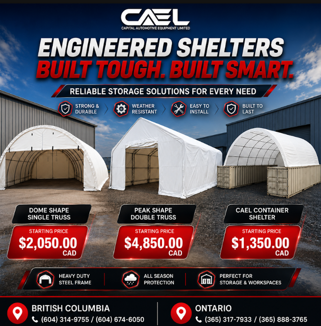 New CAEL Single / Double Truss Shelters / Container Shelters