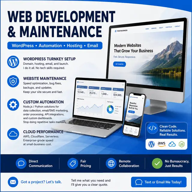 Web Dev & Maintenance | WP & Python, Automation, Data Scraping