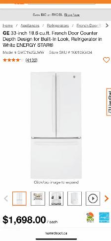 NEW 33" GE Counter Depth Fridge internal Water & Ice(18.6 Cu.Ft) - Photo 10