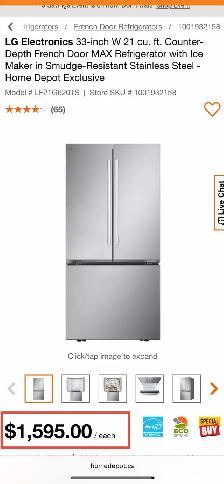 NEW 33" LG Counter Depth Max Fridge With Ice Maker (21 Cu.Ft) - Photo 10