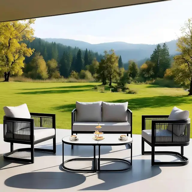 Brand New 5pcs Patio Set Marble Tempered Glass Special $499