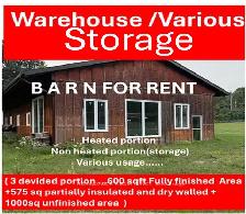 newer barn warehoue in stouffville for rent
