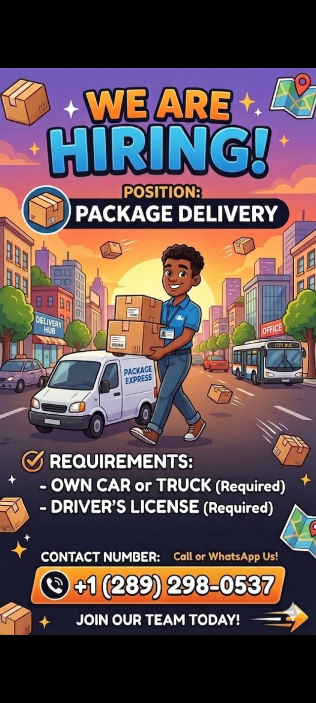 Looking for Delivery Driver with own Car in Montreal on Weekend.