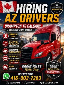 Az driver from Brampton to Winnipeg/Calgary