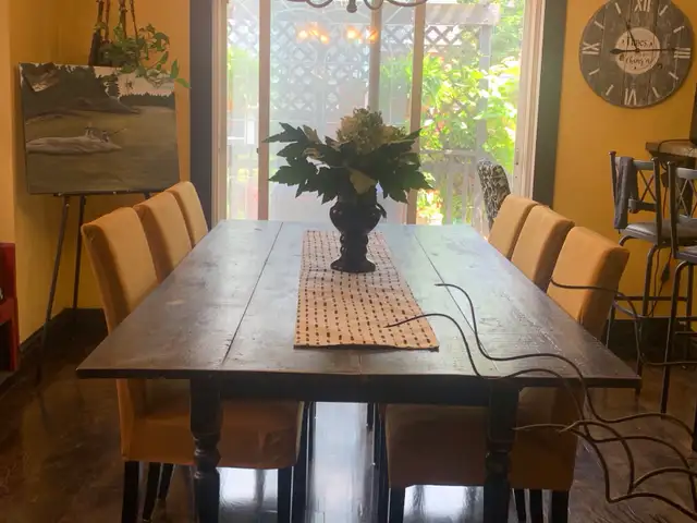 Barn Board dining table and 6 chairs