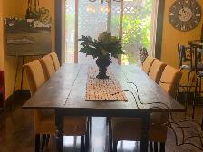 Barn Board dining table and 6 chairs