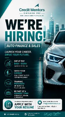 WE’RE HIRING - AUTO FINANCE & SALES