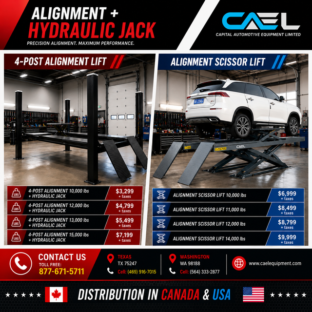 New CAEL 4 post Scissor Car Hoist Car Lift & 3D Wheel Alignment
