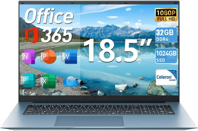 Meliuna 18.5' inch Laptop! 32GB RAM, 1TB SSD, Quad Core, Win 11