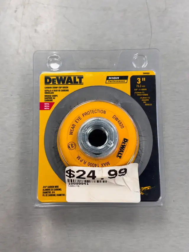 DEWALT Wire Cup Brush, Crimped, 3-Inch (DW4920) - BRAND NEW