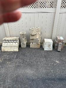 Various patio stones and cinder blocks. 24x24 and 12x12.