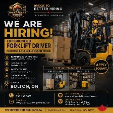HIRING! EXPERIENCED FORKLIFT DRIVER