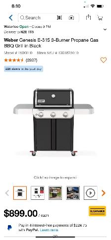 Weber Genesis E-315 3-Burner Propane Gas BBQ Grill in Black NEW