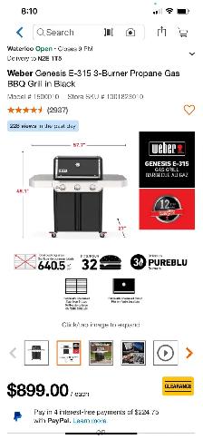 Weber Genesis E-315 3-Burner Propane Gas BBQ Grill in Black NEW - Photo 2