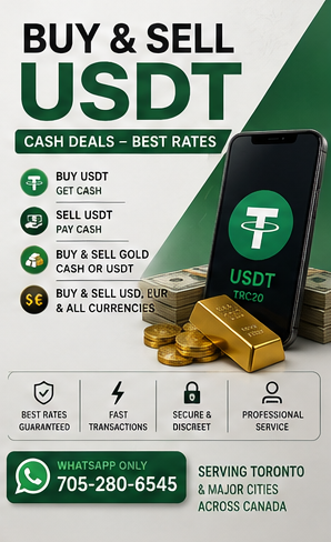 Buy & Sell USDT for Cash | All Toronto & GTA Services