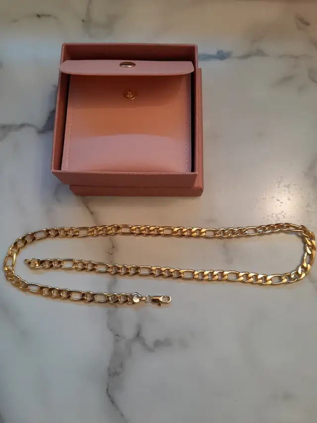 New NOT SOLID 14K GOLD FILLED 14k STAMP FIGARO CHAIN ITALY 8MM 2