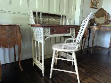 Antique Wicker Desk and Chair