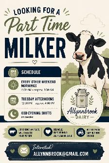 Hiring Part-Time Milker