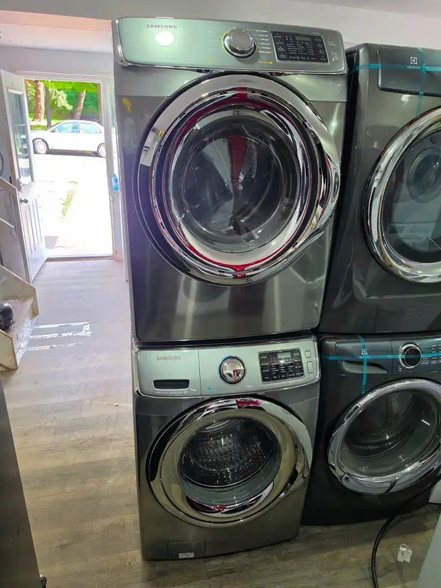 Samsung 27' Stainless Steel Front-Load Stackable Washer & Dryer