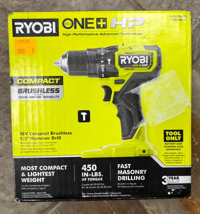 NEW Cordless Ryobi PSBHM02B Hammer Drill