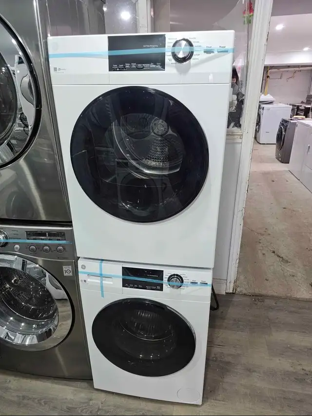 NEWER MODEL GE 24' White Front-Load Stackable Washer And Dryer