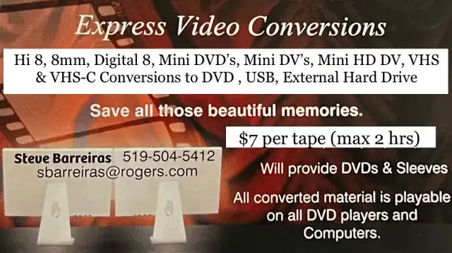 Hi8, 8mm, MiniDV, Audio & VHS Tape TransfersOnly $7 per tape