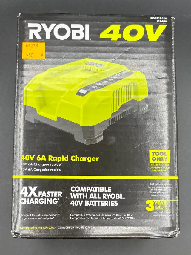 NEW 40v 6a Ryobi Rapid Charger