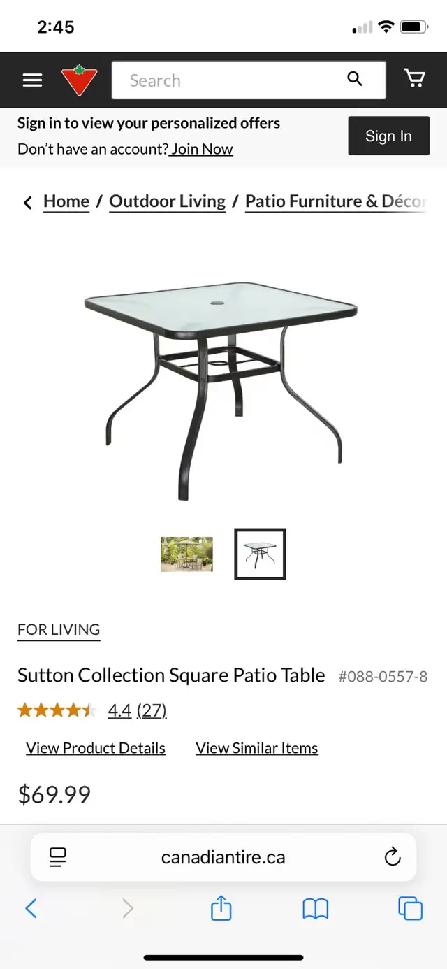 Bistro patio set