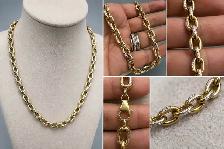 10K Italian Two Tone Solid Link chain 18"