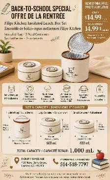 Insulated Lunch Box Set / Ensemble de boîtes-repas – $14.99