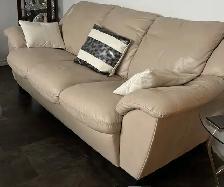 Leather couch and loveseat