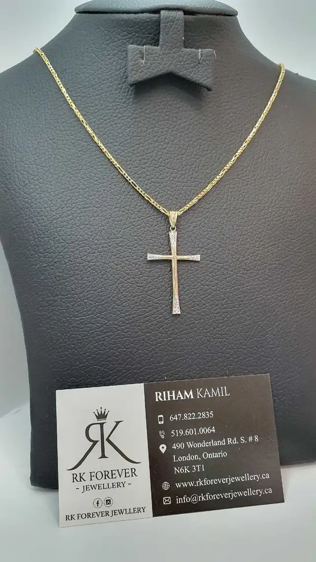 10k yellow Gold Chain with Cross # R10