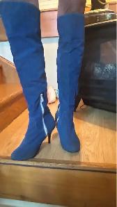 Bottes hautes en suède bleu  ( Appel téléphonique seulement)