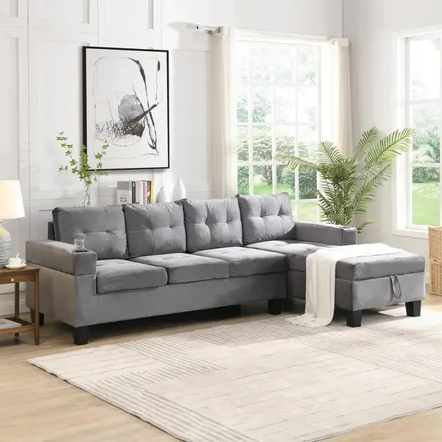 Brand New 4-Seater L-Shaped Sectional Sofa with Storage $599