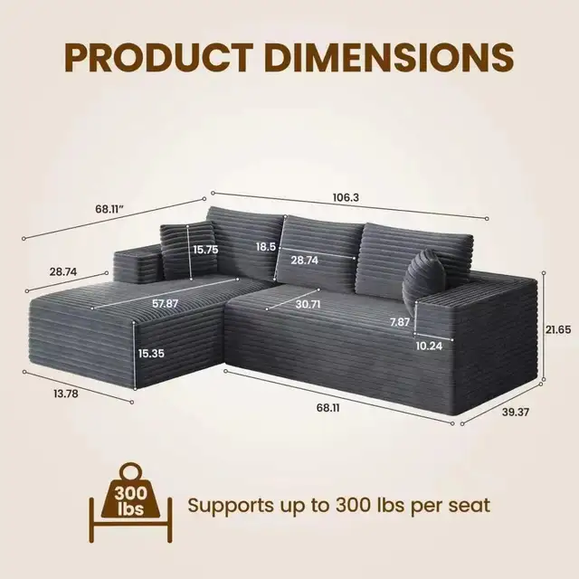 Brand New Modern Sectional Compressed Sofa Special $299