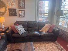 Grey leather sofas