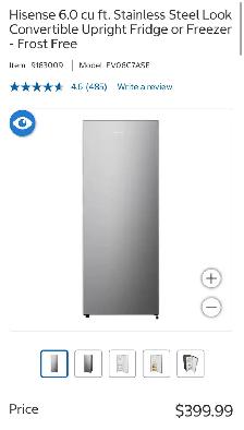 Hisense 6.0 Cu. Ft. Convertible Upright Fridge or Freezer