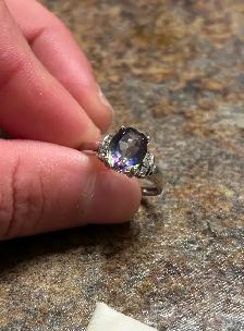 10K White Gold Mystic Topaz Ring with Diamond Accents - Photo 4