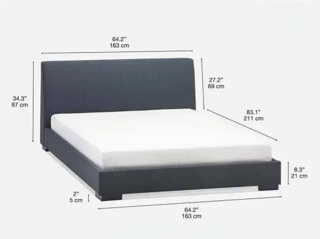 Structube Queen Bed Frame and Serta Mattress (LIKE NEW)