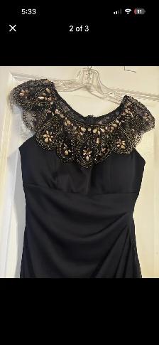 XScape Navy Blue Medium Dress with Beadwork - Photo 2
