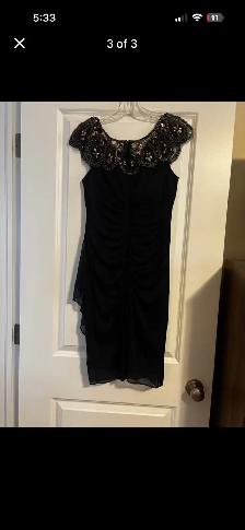 XScape Navy Blue Medium Dress with Beadwork - Photo 3